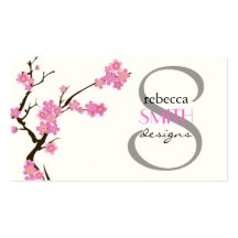 Cherry Blossom Branch Pink, White Business Card