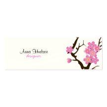 Cherry Blossom Branch Pink, White Business Card