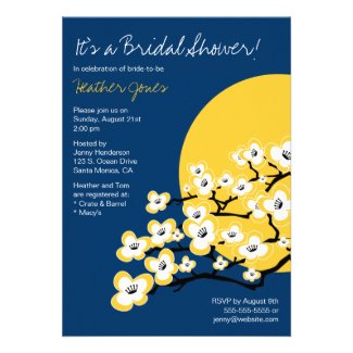 Cherry Blossom Bridal Shower Invitation - Navy