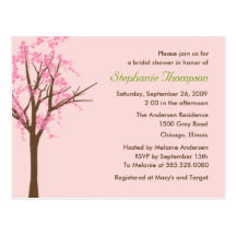 Cherry Blossom Bridal Shower Invitation Post Cards