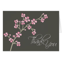 Cherry Blossom Designer Thank You Card (pink)