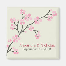 Cherry Blossom Designer Wedding Favour 2 (pink) Fridge Magnets