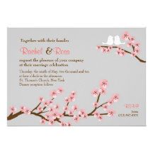 Cherry Blossom Garden Wedding Personalised Announcement