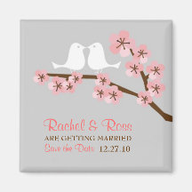 Cherry Blossom Garden Wedding Save the Date Fridge Magnets