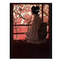 CHERRY BLOSSOM GEISHA POSTCARD