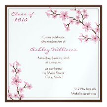 Cherry Blossom Graduation Invitations