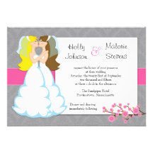 Cherry Blossom Lesbian Wedding Invitation