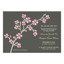 Cherry Blossom Modern Wedding Invitation :: pink