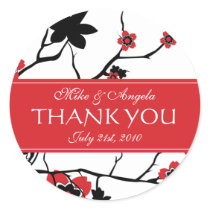 Cherry Blossom Modern Wedding Thank You Sticker