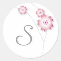 Cherry Blossom Monogram Sticker