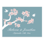 Cherry Blossom on blue RSVP postcard