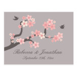 Cherry Blossom pink/grey RSVP postcard