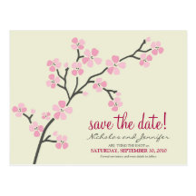 Cherry Blossom POSTCARD Save the Date (pink)