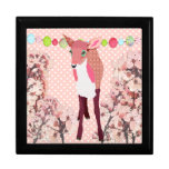 Cherry Blossom Pretty Pink Fawn Art Box Trinket Box