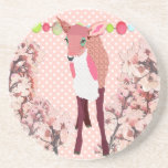 Cherry Blossom Pretty Pink Fawn Coaster