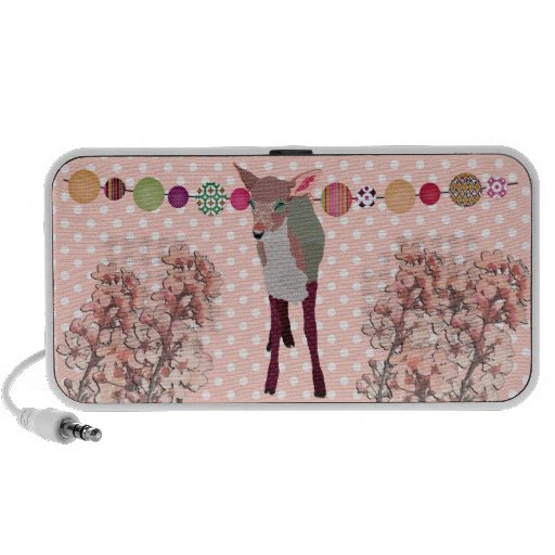 Cherry Blossom Pretty Pink Fawn Doodle Speaker