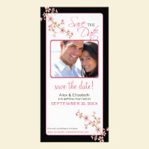 Cherry Blossom Save the Date Photocard (black/pink photo cards