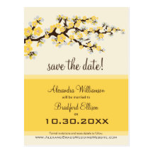 Cherry Blossom Save the Date Postcard (lemon)