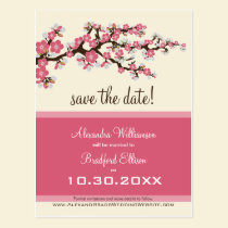 Cherry Blossom Save the Date Postcard (pink) postcards