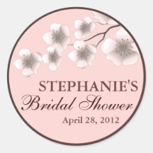 Cherry Blossom Springtime Bridal Shower Label Pink Sticker