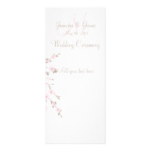 Cherry Blossom Wedding Church Program Cards Custom Invitation