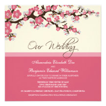 Cherry Blossom Wedding Invitation (pink)