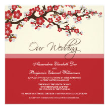 Cherry Blossom Wedding Invitation (red)