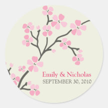Cherry Blossom Wedding Invitation Seal 2 (pink) Sticker