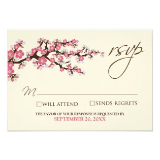 Cherry Blossoms RSVP Card (pink) Personalized Invitations