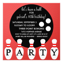 Cherry Bomb Red Pin Party Bowling Birthday Party Personalized Announcements