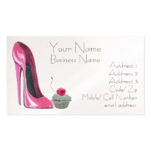 Cherry Cupcake and Pink Stiletto Shoe Business Car Business Card Template