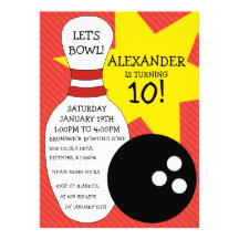 Superhero Birthday Party Ideas on Red Bowling Bash Bowling Birthday Party Personalised Invitations