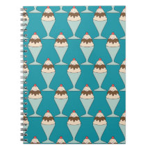 Cherry Top Hot Fudge Sundaes on Aqua Spiral Notebook