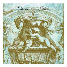 Cherub Angels French Architecture  Invitation