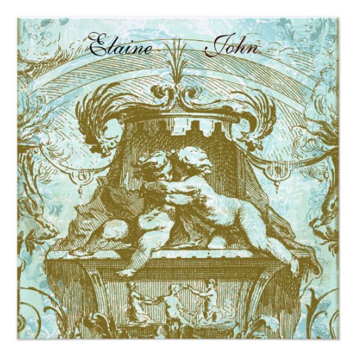 Cherub Angels French Architecture  Invitation