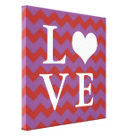 Chervon pattern red heart LOVE canvas wall art Stretched Canvas Print