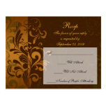 Chestnut Brown Gold/Green RSVP Reply Postcard