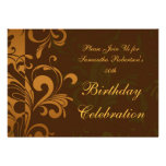 Chestnut Brown Swirl Birthday Party Invitations