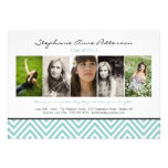 Chevron Chic 5 Photo Graduation Announcement Teal