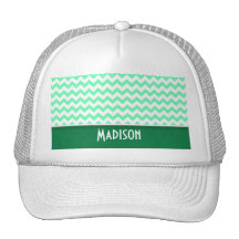 Chevron Pattern; Mint Green Hats
