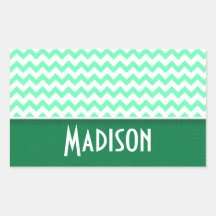 Chevron Pattern; Mint Green Rectangular Sticker