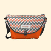 Chevron Pattern Rickshaw Messenger Bag (coral) messenger bags