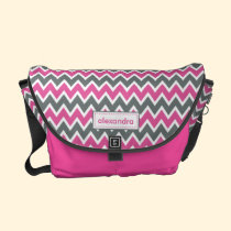 Chevron Pattern Rickshaw Messenger Bag (fuchsia) messenger bags