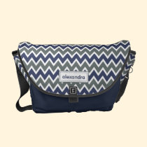 Chevron Pattern Rickshaw Messenger Bag (navy) messenger bags