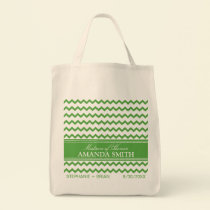 Chevron Personalized Wedding Party Tote (lime) bags