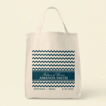 Chevron Personalized Wedding Party Tote (navy) bags