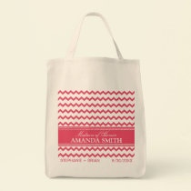 Chevron Personalized Wedding Party Tote (pink) bags