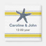 chevron stripes, starfish mod beach wedding design magnets