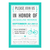 Chevron Trendy Bicycle Baby Shower Invitation
