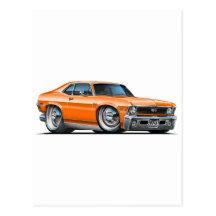 Chevy Nova Orange Car Post Card